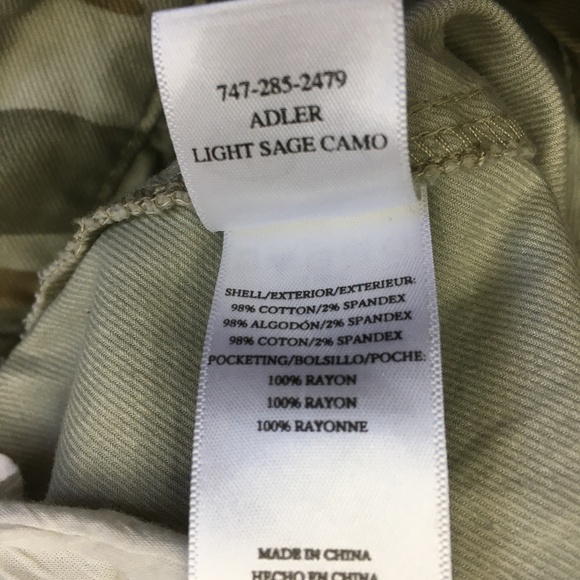 RAILS Light Sage Camo ADLER Button Fly Utility Ankle/Cropped Jeans Pant - Picture 5 of 13